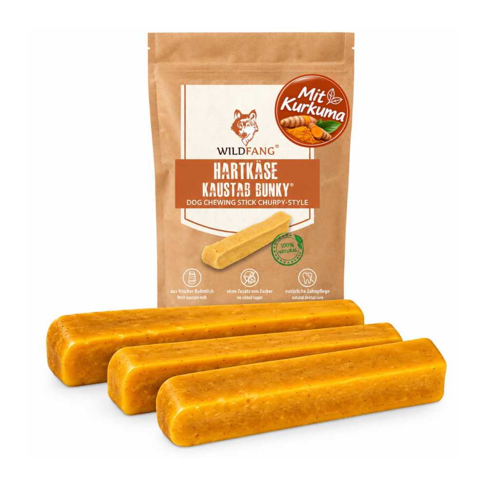 Kaukäse mit Kurkuma - Hartkäse Kaustab-Hundebedarf-Wildfang Petcare GmbH-M-3er Set-