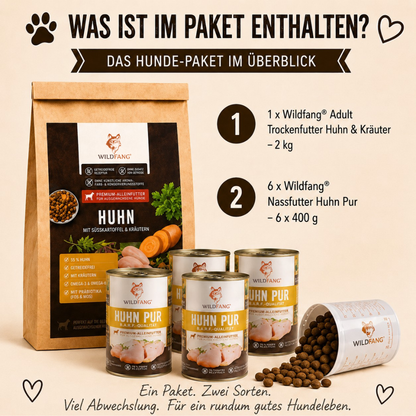 Adult Futterpaket Huhn - getreidefrei-Hundefutter-Wildfang-
