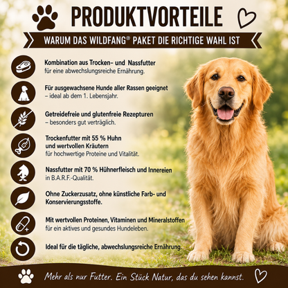 Adult Futterpaket Huhn - getreidefrei-Hundefutter-Wildfang-