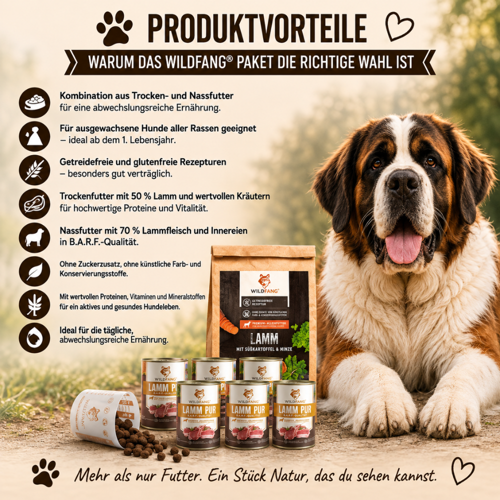 Adult Futterpaket Lamm - getreidefrei-Hundefutter-Wildfang-