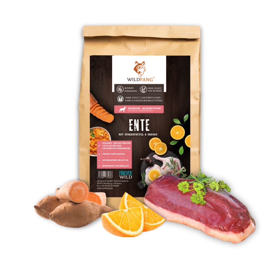 Adult Trockenfutter mit Ente - getreidefrei-Hundefutter-Wildfang-