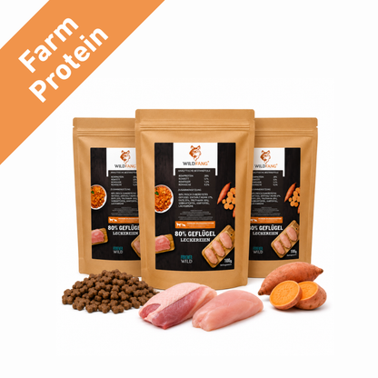 Farm Protein Snacks - Premium Hundesnacks mit 80 % Geflügel - 3er Pack-Hundefutter-Wildfang-