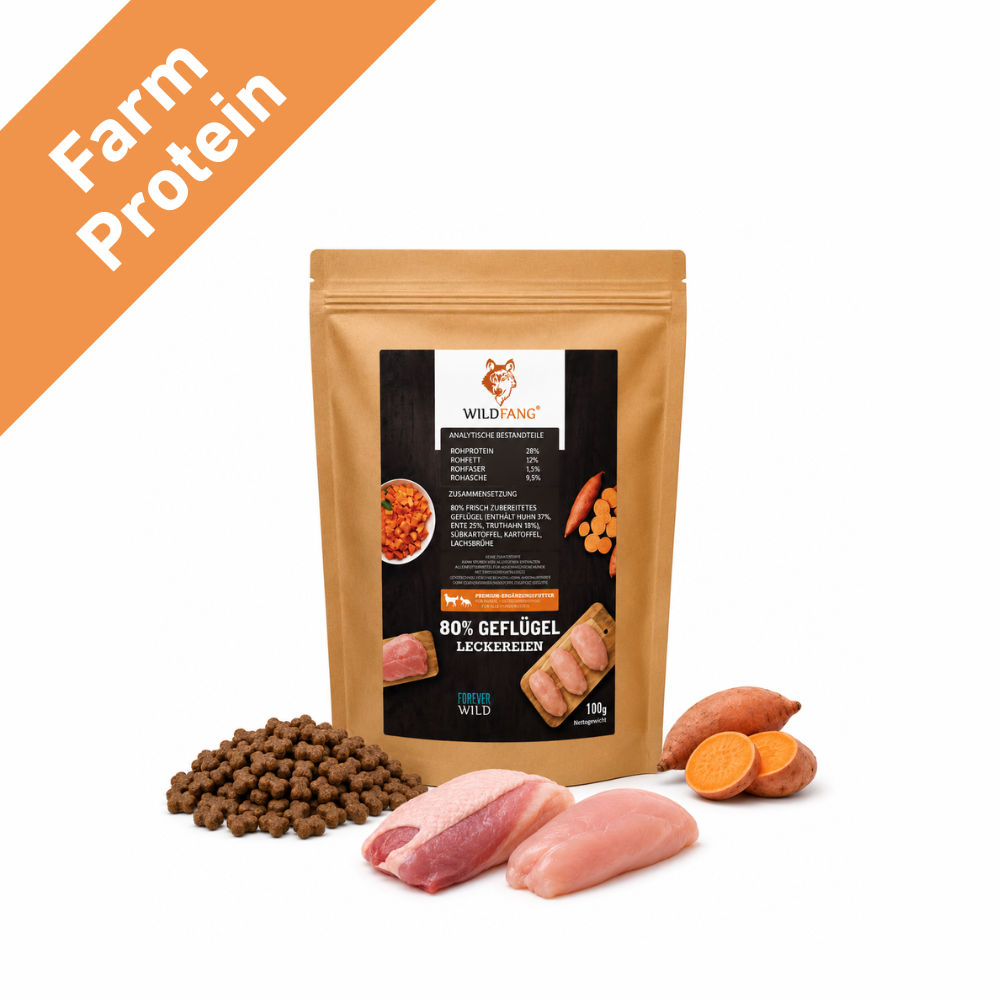 Farm Protein Snacks - Premium Hundesnacks mit 80 % Geflügel-Hundefutter-Wildfang-
