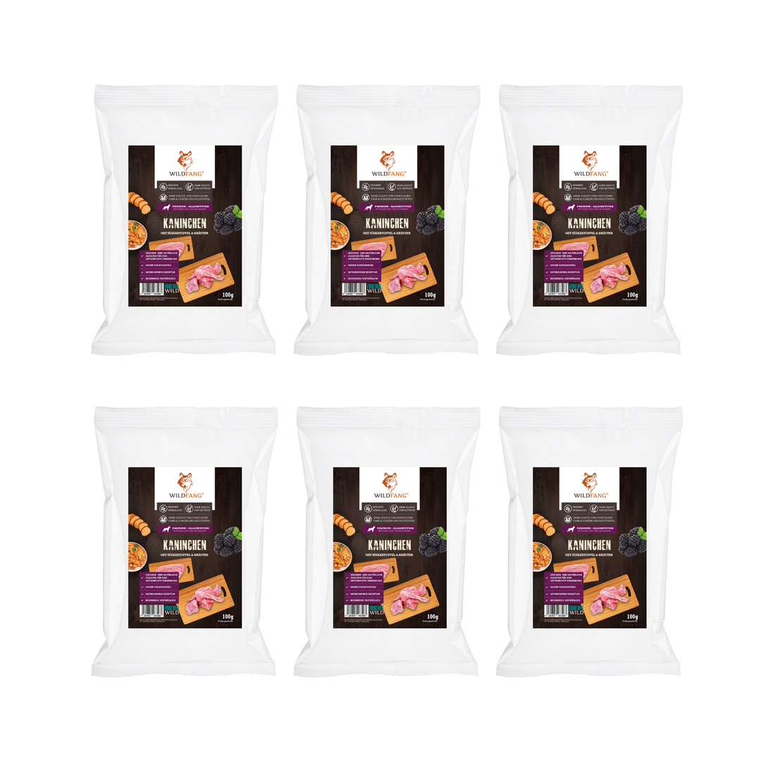 Genussbox Adult - Trockenfutter-Hundefutter-Wildfang-6 x Kaninchen-