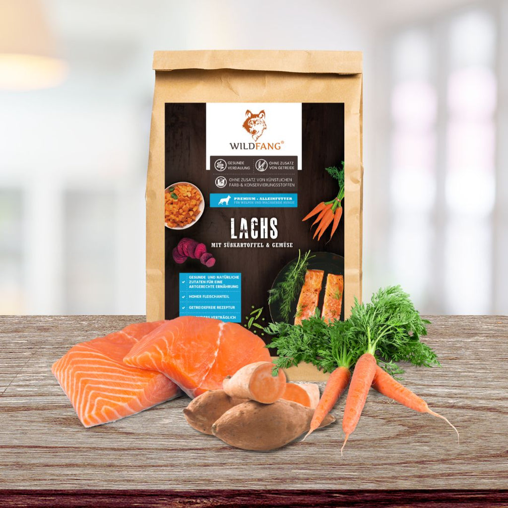 Junior Trockenfutter Sparpack 2 x 2 kg mit Lachs - getreidefrei - für Welpen-Hundefutter-Wildfang-