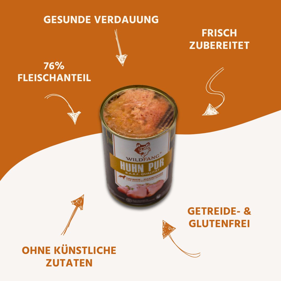 Nassfutter Huhn pur - BARF Qualität-Hundefutter-Wildfang-