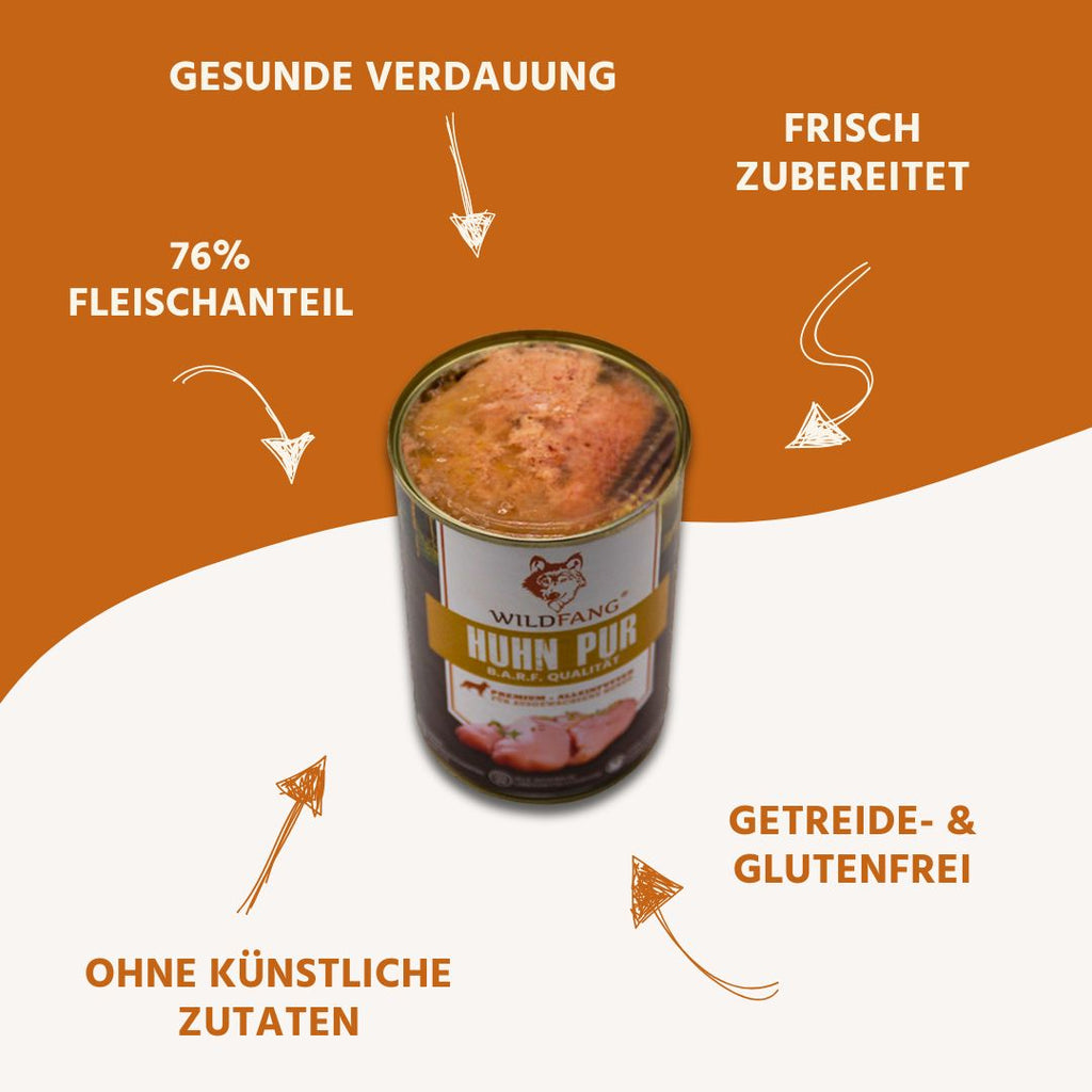 Nassfutter Huhn pur - BARF Qualität - 6er Set-Hundefutter-Wildfang-