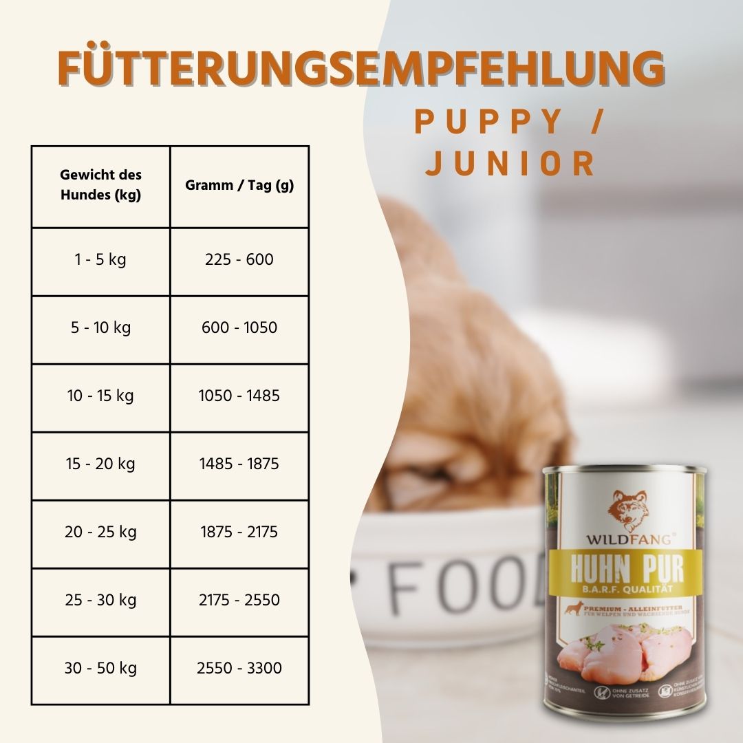 Nassfutter Huhn pur - BARF Qualität - 6er Set-Hundefutter-Wildfang-