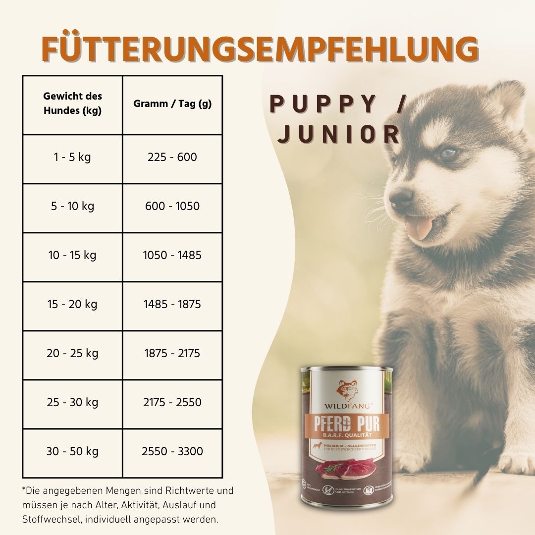 Nassfutter Pferd pur - BARF Qualität-Hundefutter-Wildfang-