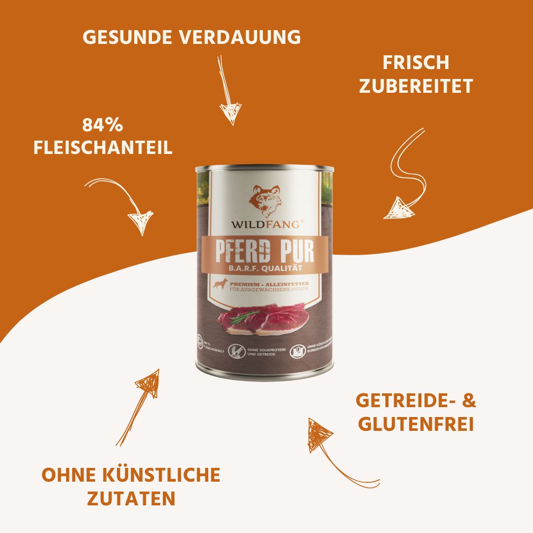 Nassfutter Pferd pur - BARF Qualität - 6er Set-Hundefutter-Wildfang-