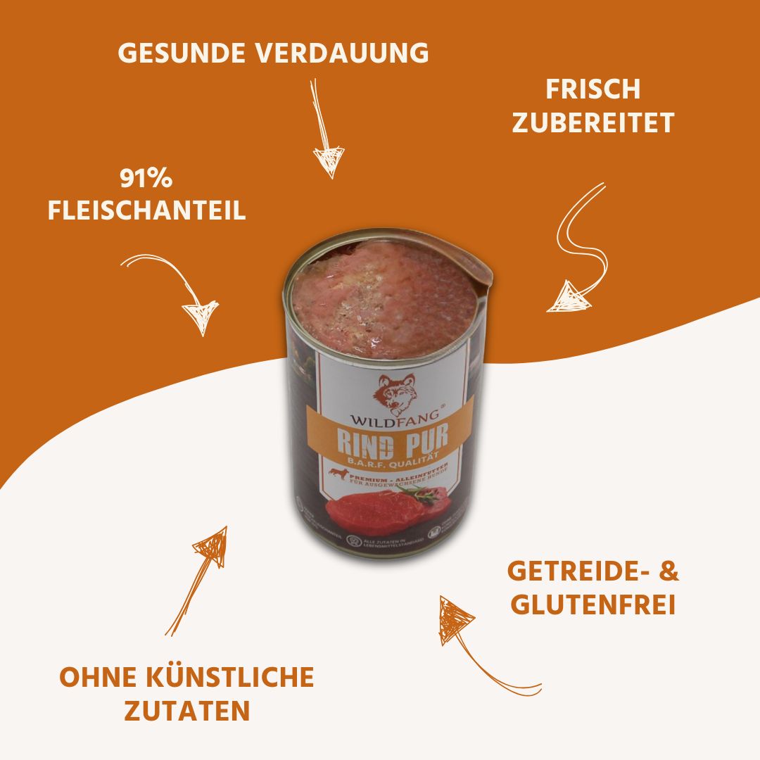 Nassfutter Rind pur - BARF Qualität-Hundefutter-Wildfang-