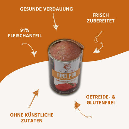 Nassfutter Rind pur - BARF Qualität-Hundefutter-Wildfang-