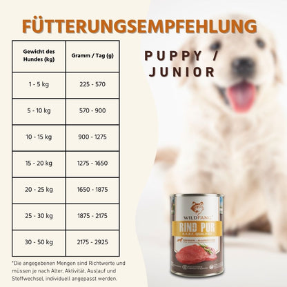 Nassfutter Rind pur - BARF Qualität-Hundefutter-Wildfang-