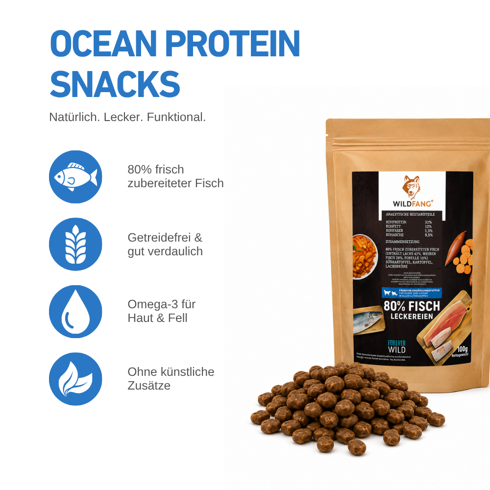 Ocean Protein – Premium Hundesnacks mit 80 % Fisch - 3er Set-Hundefutter-Wildfang-