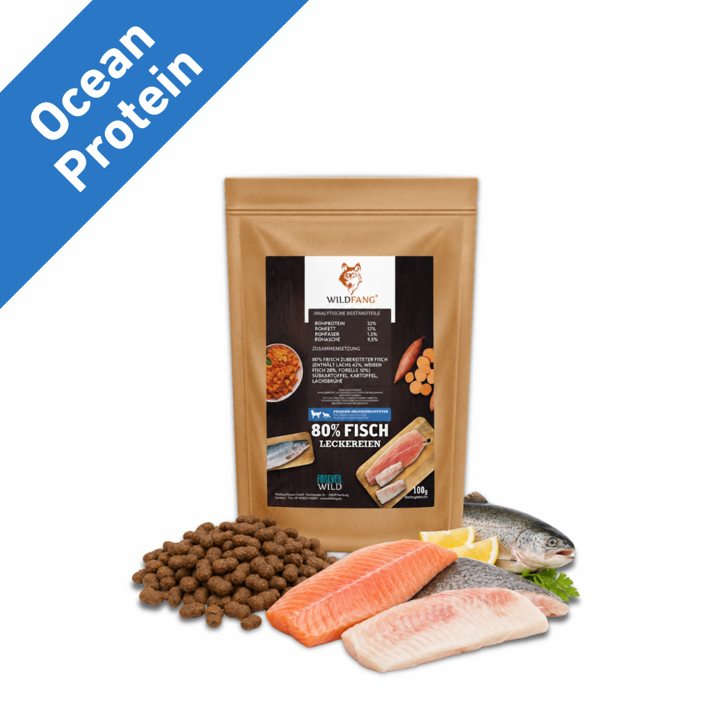 Ocean Protein – Premium Hundesnacks mit 80 % Fisch-Hundefutter-Wildfang-