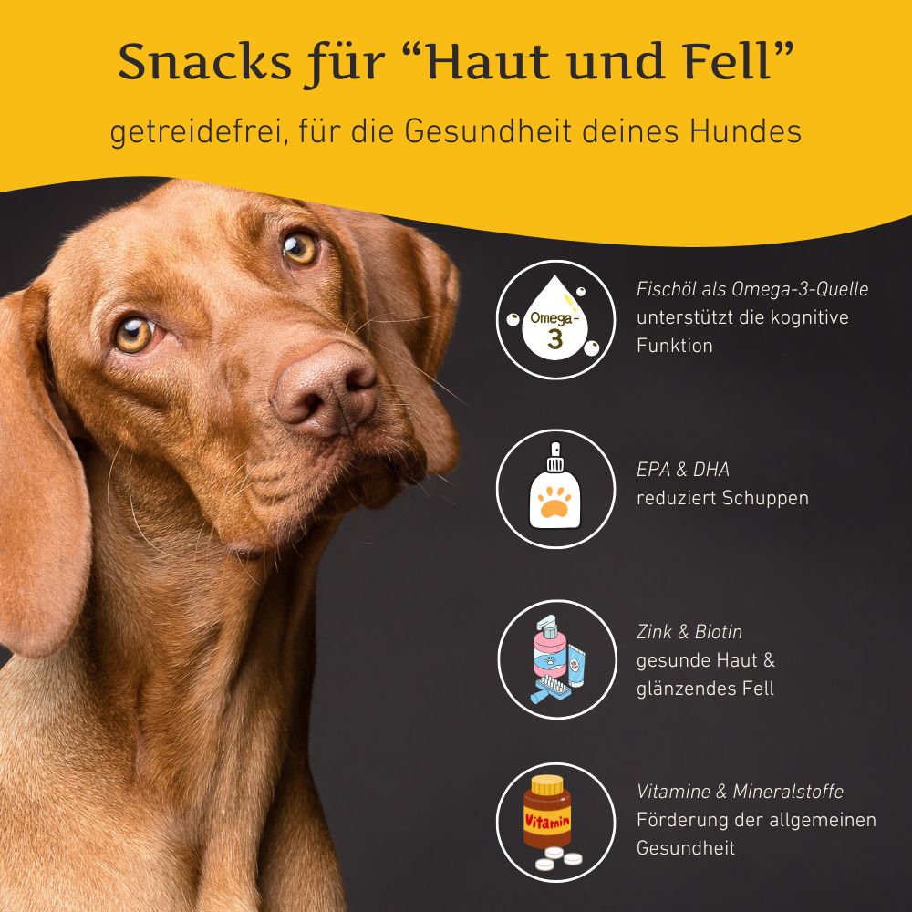 Snacks für Haut und Fell - getreidefrei - 3er Set-Hundefutter-Wildfang-