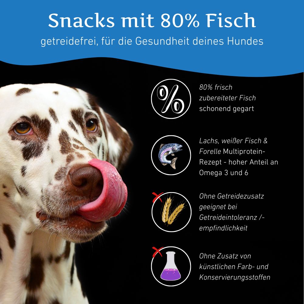 Snacks mit 80% Fisch - getreidefrei-Hundefutter-Wildfang-