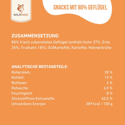 Snacks mit 80% Geflügel - getreidefrei-Hundefutter-Wildfang-
