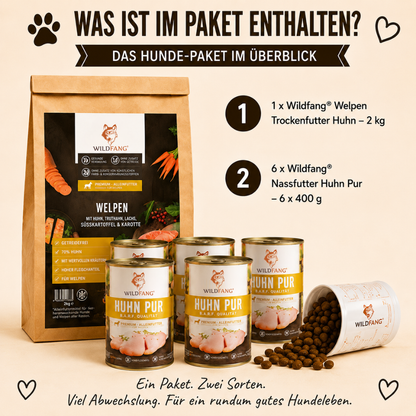 Welpen Futterpaket Huhn - getreidefrei-Hundefutter-Wildfang-