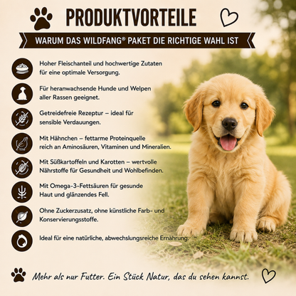 Welpen Futterpaket Huhn - getreidefrei-Hundefutter-Wildfang-