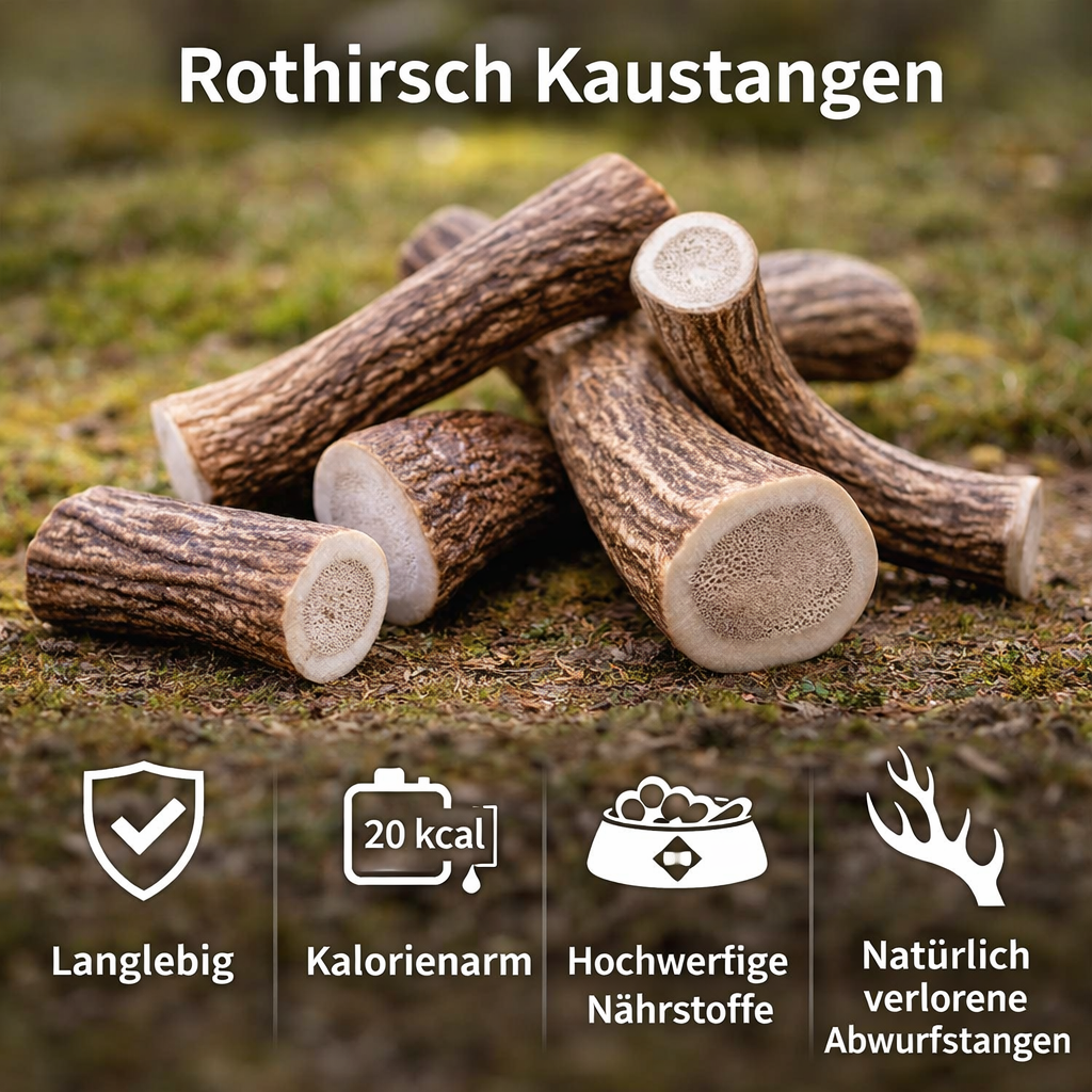 Kaugeweih Rothirsch mit Lachsöl-Hundespielzeug-Wildfang-