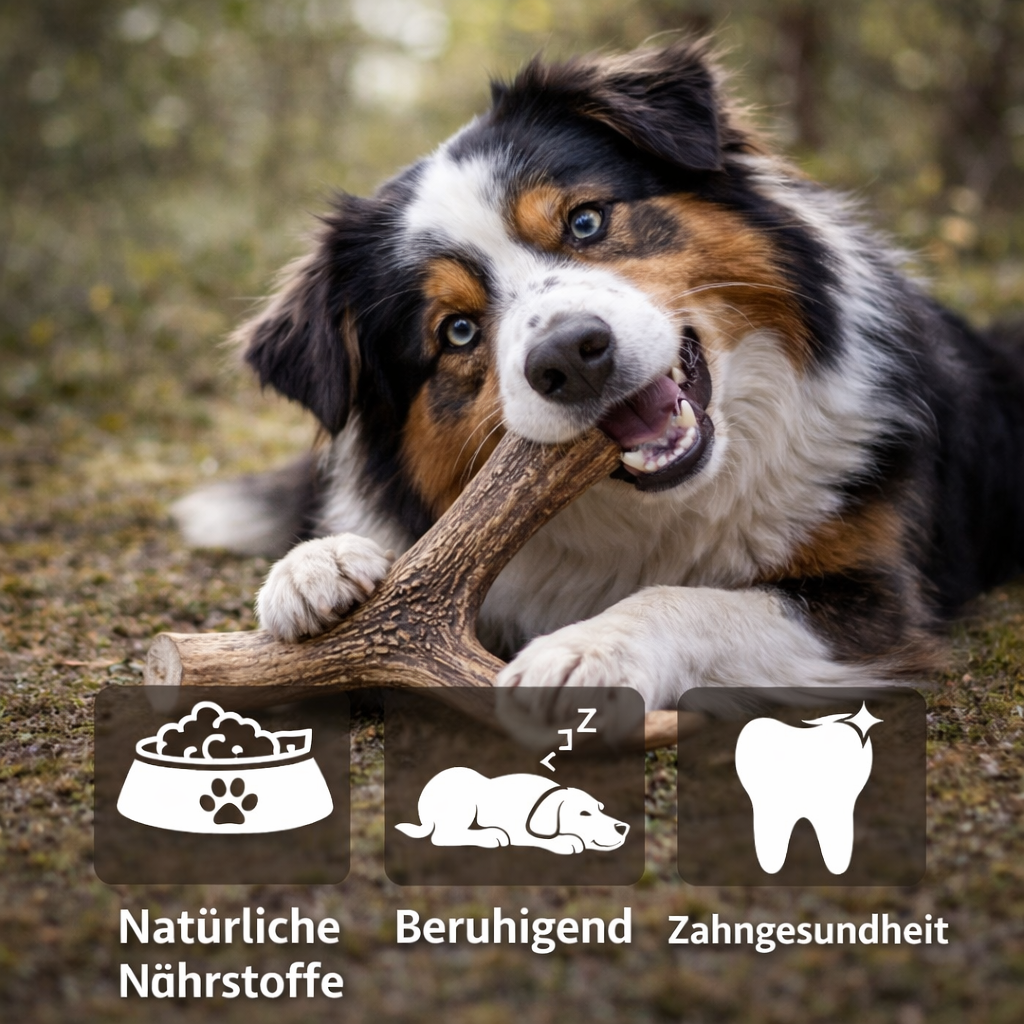 Kaugeweih Rothirsch mit Lachsöl - 3er Set-Hundespielzeug-Wildfang-