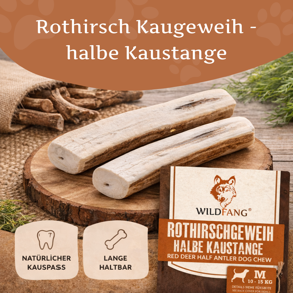 Rothirsch Kaugeweih - halbe Kaustange-Hundespielzeug-Wildfang-