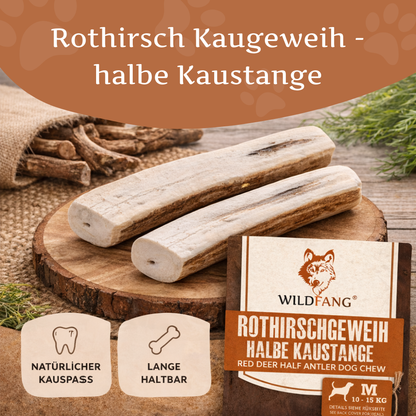 Rothirsch Kaugeweih - halbe Kaustange-Hundespielzeug-Wildfang-