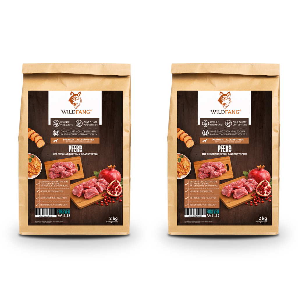 Adult Trockenfutter mit Pferd - getreidefrei - 2 x 2 kg-Hundefutter-Wildfang Petcare GmbH-