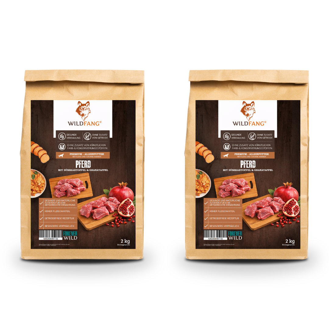 Adult Trockenfutter mit Pferd - getreidefrei - 2 x 2 kg-Hundefutter-Wildfang Petcare GmbH-