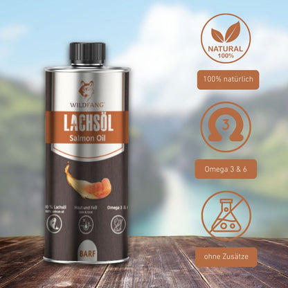 Lachsöl – 100 % natürliches BARF-Öl für Hunde-Hundebedarf-Wildfang Petcare GmbH-