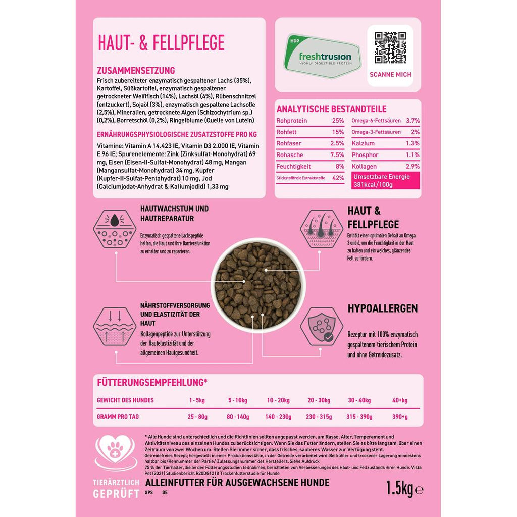 VetLine Trockenfutter mit Peptiden für Hunde - Haut und Fell-Hundefutter-Wildfang Petcare GmbH-