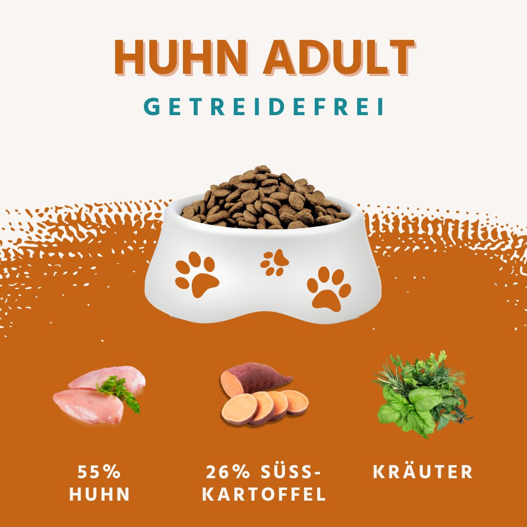 Adult Trockenfutter mit Huhn & Kräuter - getreidefrei-Hundefutter-Wildfang.pet-