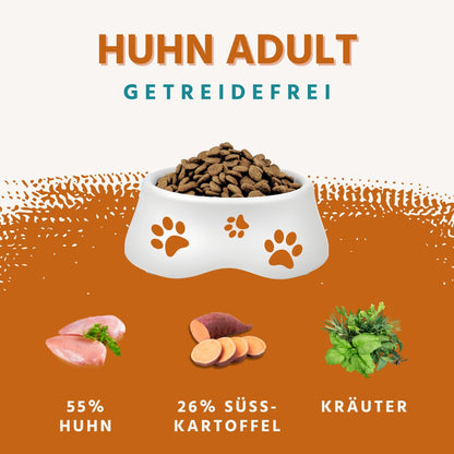 Adult Trockenfutter mit Huhn & Kräuter - getreidefrei-Hundefutter-Wildfang.pet-
