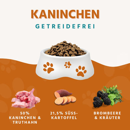 Adult Trockenfutter mit Kaninchen - getreidefrei-Hundefutter-Wildfang.pet-