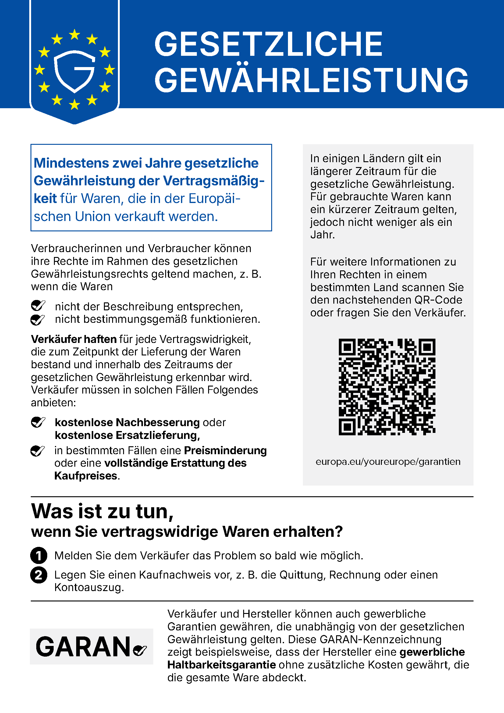 EU-Hinweis zur gesetzlichen Gewährleistung (harmonisierte Mitteilung)